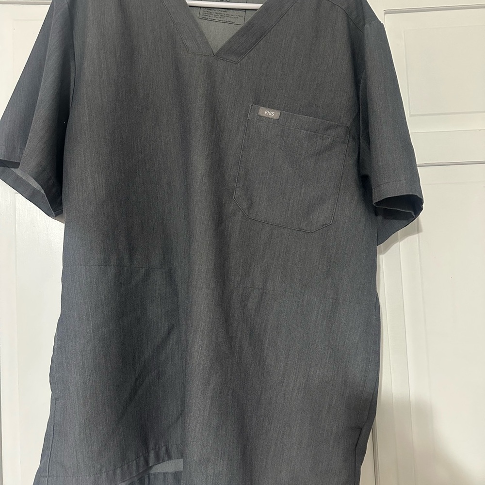 Figs Charcoal V-Neck Short Sleeve Tee